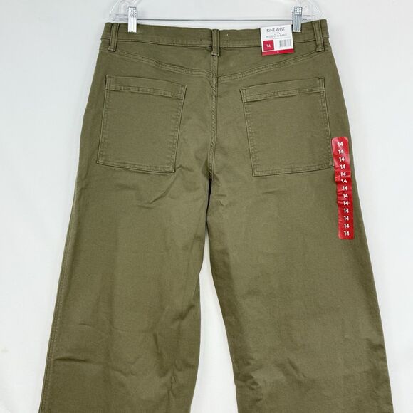 NINE WEST Women's Wide-Leg Jeans Green With Pockets Pants Size 14 New - Picture 12 of 16